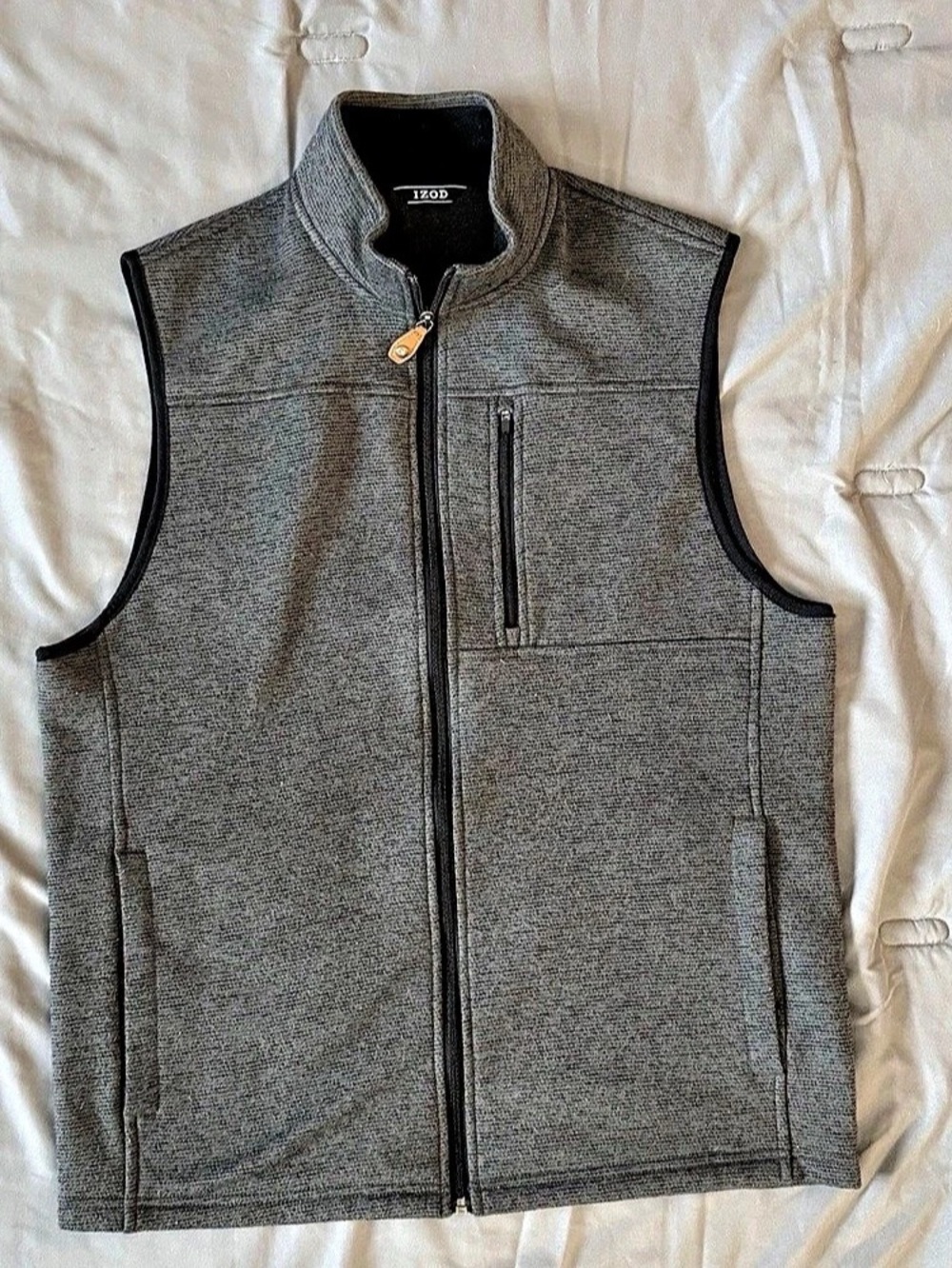 IZOD Men's Sweater Fleece Vest Gray Size Medium